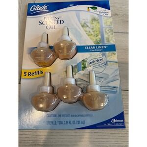Glade PlugIns Scented Oil Refills Clean Linen Lino Fresco 5 Count 3.55 fl oz NEW